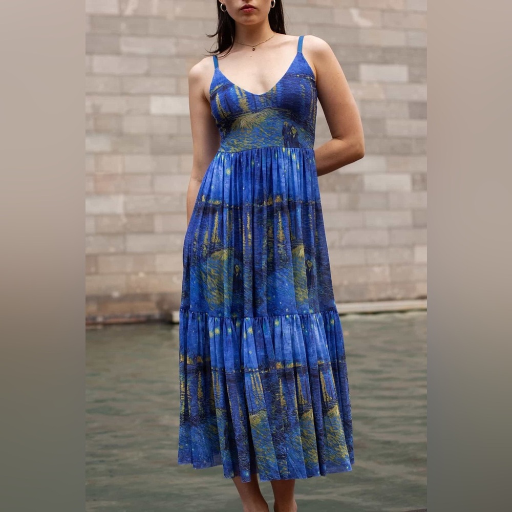 Blackmilk Starry Night Blue and Yellow Maxi Dress